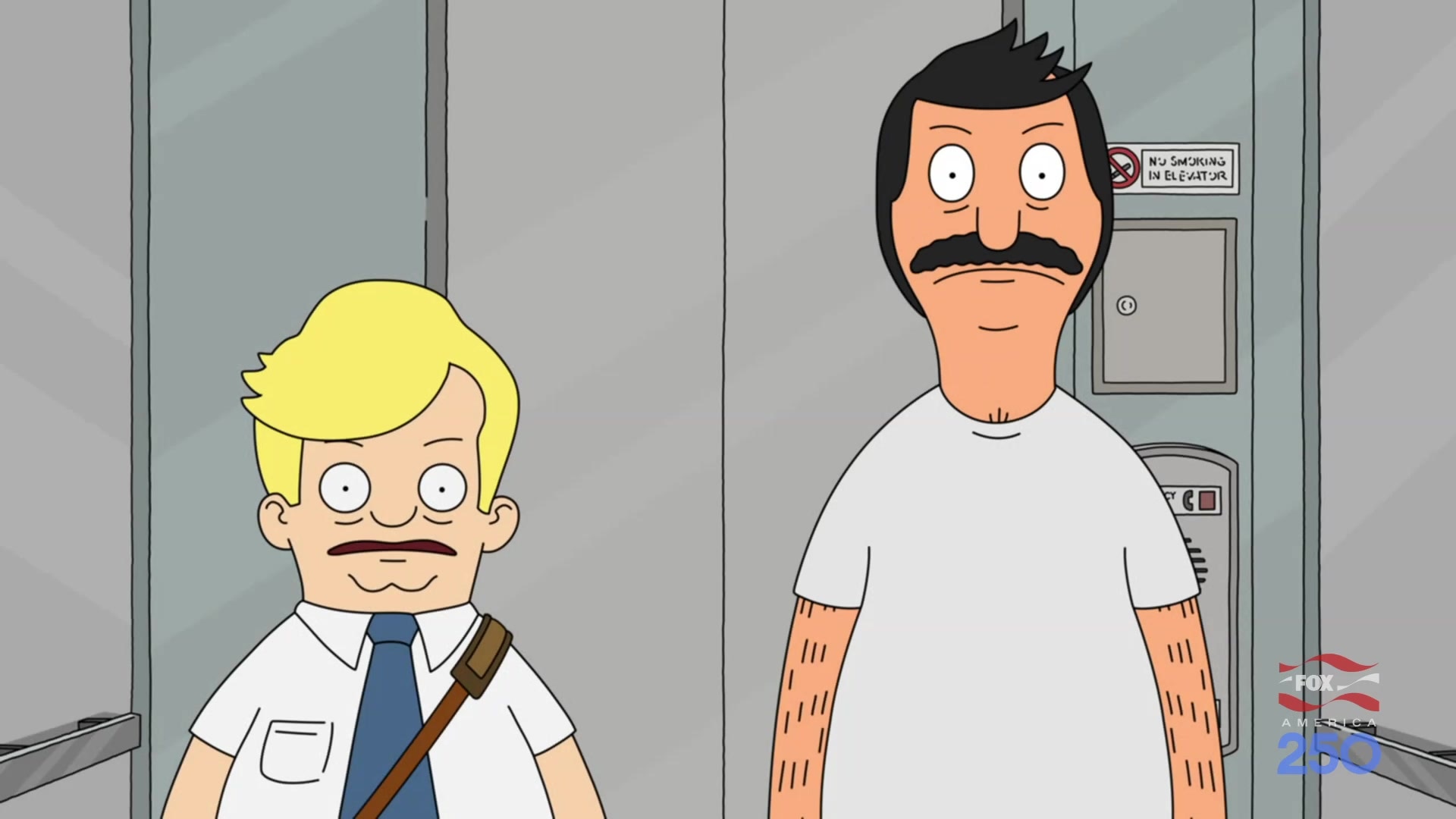 Bob Belcher standing in an elevator